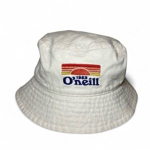 O’Neill Bucket Hat Sunset 1952 Beach Cotton White Piper Embroidered Women Men